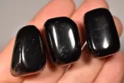 3 BLACK OBSIDIAN TUMBLED STONES 56g Healing Crystals, Self Control