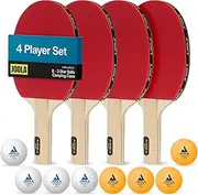 JOOLA Ping Pong Paddle Set with Ping Pong Balls & Carrying Case - Set of 4 or Set of 2 Table Tennis Paddles - Advanced Ping Pong Rackets & Portable Table Tennis Accessories for 2-4 Players
