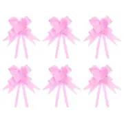 100Pcs 8" Pull Bows Ribbon Gift Wrapping String Rose Pattern Bow Tie Pink