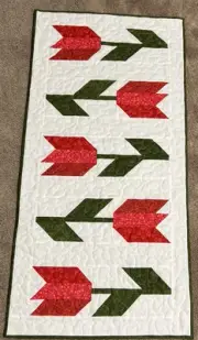 Handmade Quilted Table Runner/Topper ~ 17 1/2" x 36" ~ Red Tulips