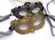 Masquerade Mask for Women, 2 Pack Gold Black Venetian Lace Eye Mask for Venetian