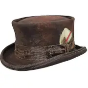 Mid Crown Red Top Hat Unisex Hat Steam Punk Hat Cylinder Wool Felt Top BROWN