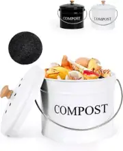 Compost Bin Kitchen - 1 Gallon Kitchen Composter, Countertop Compost Bin with Li