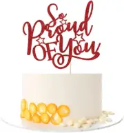 Glitter 'So Proud of You' Cake Topper, Graduation Party Decoration, Academic Cel
