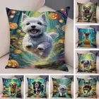 Cute Cartoon Pumpkin Dog Cushion Cover Hallowmas Pet Animal Pillowcase Pillow
