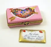 To My Valentine with My Love w Letter French Limoges Trinket Box Valentine's