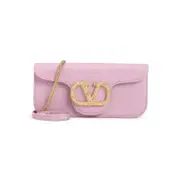 [Valentino Garavani] Valentino Garavani-Pink Moiré Textile Clutch-Donna OS OS