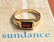 NWT Sundance Catalog Gold Plated Garnet “Crimson Signet Ring” Size 8