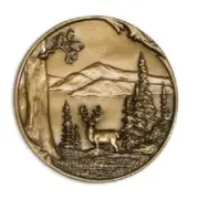 Brass Deer Applique for Funeral Box/Cube Cremation Urn, Pewter Also Available