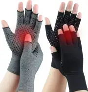 Compression Arthritis Gloves Fingerless with Grips(2 Pairs)-Warmth Therapeutic C