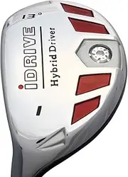 Senior Men's #1 iDrive 13° Driving One Iron Wood Hybrid Driver Left Handed Premium Ultra Forgiving Senior Flex Graphite Shaft Tacki-Mac Jumbo Soft Wrap Grip