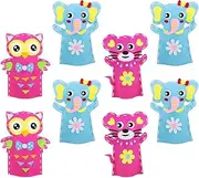 8 Sets DIY Cartoon Animal Hand Puppet Kits Safe Non Woven for Creative Hand Made Fun Present for Learning and Playtime Activities