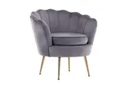 Armchair Padded Lounge Chair Accent Velvet Shell Scallop GREY