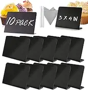 Heatunk 10 Pack Mini Chalkboard Signs for Food with White Pens and Gray Cloth - Ideal for Parties, Weddings, Buffets, Table Settings, Bakery Displays