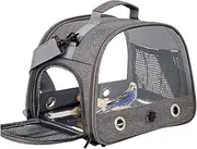 Emapoy Bird Carrier Backpack with Perch, Lightweight and Breathable Parrot Travel Cage with Stand Tray Shoulder Strap for Small Pets