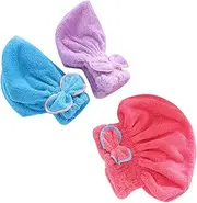 FRCOLOR Microfibre Hair Towel Wrap Dry Hair Cap Spa Cap for Women 3pc Satin Bonnet Set