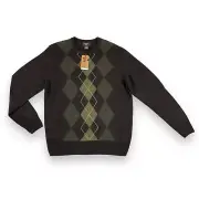 Dockers Sweater Men Large Gray Argyle Crew Neck Long Sleeve Acrylic Knit NWT