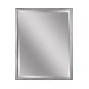 Deco Vanity Mirror 24"x30" Stainless Frame Rectangular Beveled Edge Brush Nickel