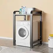 Washing Machine Storage Rack, Universal Drum Flip Top Washing Machine, Single Layer Storage Cabinet, Bathroom Laundry Room Storage Rack, Black/White