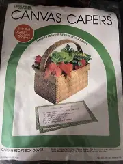 Vintage 1980 Canvas Capers Garden Recipe Box Cover Kit 205 Craft Basket