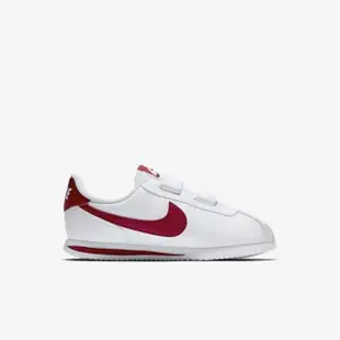 【NIKE 耐吉】Cortez Basic SL PSV 中童 休閒鞋 經典 阿甘鞋 魔鬼氈 白 紅(904767-101)