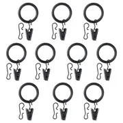 SYRLIG curtain ring with clip and hook, black, 25 mm