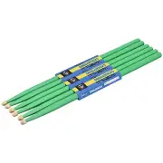 3 Pairs Wood Drumstick Anti Slip Handle Grips 5A Green Drum Stick Wood Tip