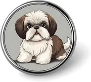 [FZMVSQH] Shih Tzu Dog Printed Round Button Pin Badges Metal Pinback Buttons 1 Inch Pins for Hat Shirt Clothing Bags Decoration, Circular, Aluminum, Circular, Aluminum