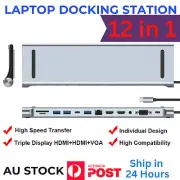 12 in 1 Laptop Docking Station Type-C HUB HDMI HD 4K USB 3.0 VGA PD SD TF AU