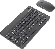 Bluetooth Keyboard and Mouse, 10 Inch Ultra Slim Wireless Keyboard and Mouse Combo, Multi Device Wireless Keyboard Mouse Set for Tablet Laptop PC (Black)
