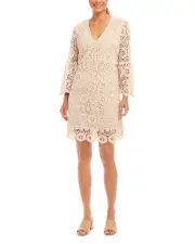 Karen Kane Ruffle Sleeve Crochet Dress