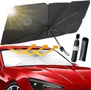 Car Windshield Sun Shade, Foldable Umbrella Reflective Sunshade, for Car Front Window Block UV Rays and Heat Car Visor Keep Vehicle Cool Cover Most Cars, SUV, Truck for Auto Windshield -55 x 31 in