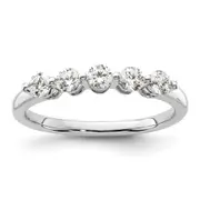 0.50ct. CZ Solid Real 14K White Gold 5-Stone Wedding Band Ring