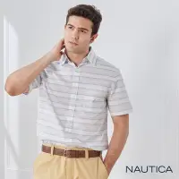 在飛比找Yahoo奇摩購物中心優惠-Nautica 男裝 清爽條紋短袖襯衫-黃藍