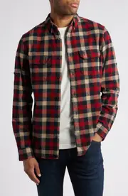 Fjällräven Skog Trim Fit Plaid Cotton Flannel Button-Down Shirt