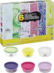 Play-Doh Slime, Crystal Crunch, Super Cloud, and Foam 6 Variety Texture Pack, Tactile Toy for Kids 3 Years and Up, Non-Toxic