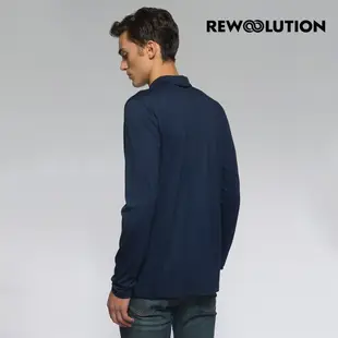 【Rewoolution】男 INDY 190g長袖Polo衫[海軍藍] 羊毛衣 長袖T恤 登山必備 吸濕排汗 REAB2MC30156