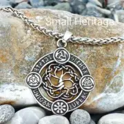 Viking Yggdrasil Amulet Rune Tree Of Life Pendant Stainless Steel Necklace Men