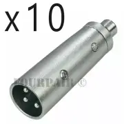10 Pack 3-Pin XLR Male to RCA Female Jack Audio Cable Microphone Mic DJ Adapter