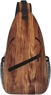 Stvyukl Brown Wood Grain Sling Bag For Women Men Travel Hiking Backpack Crossbody Shoulder Chest Bags Casual Daypack
