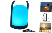Portable LED Lantern Table Lamp | Cordless & USB Rechargeable | Remote Black
