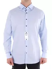 Olymp Men's Shirt Business Shirt Light Blue Easy Ironing Plain