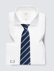 Hawes & Curtis Easy Iron White Herringbone Extra Slim Fit Shirt With Windsor Collar | Double Cuffs Size: 16" collar, 37" sleeve