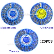 120x Dental Endo Conical Pins Stainless Steel/Golden Plated/TITANIUM Screw Posts