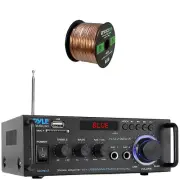 Pyle PDA29BU.6 Bluetooth Compact Power Amplifier Receiver, 50 Feet Speaker Wire