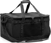 Snblzhef 30L Cooking Utensil Organizer Multi Compartments Outdoor Camping Storage Bag Camping Utility Tote Bag for Picnic Black