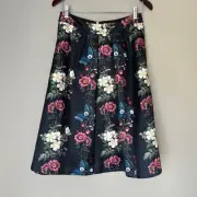 Ted Baker Bevly Oracle Floral Jacquard A Line Pleated Full Skirt Size 2 US 6 NWT