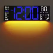 16.2" Large Digital Wall Clock with Big LED, 8 RGB Color, DST, Temperature fo...