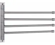 Swivel Towel Bar 4-Arm Bathroom Towel Holder Wall-Mounted Swing Out Towel Rack with Hooks Rustproof Brushed Finish