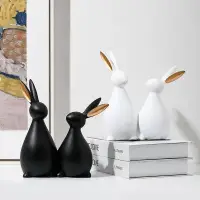 在飛比找蝦皮商城精選優惠-小麥北歐現代兔子小擺件 創意樹脂擺飾 傢居客廳酒櫃裝飾品 玄